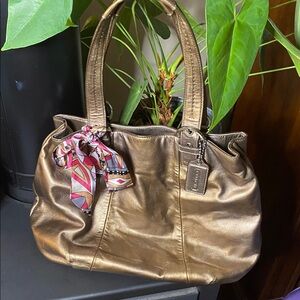 Coach Bronze/ Gold Metallic Shoulder Bag